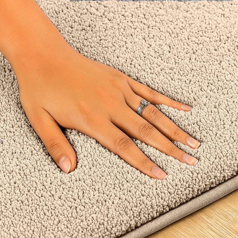 enera Microfibre Bath Mat | Soft & Absorbent 1700 GSM | Non-Slip Latex Backing | Quick Dry, Washable Multipurpose Floor Mat for Bathroom, Bedroom, Kitchen & Home (Stello 40 x 60 cm) (Taupe) - Image 3