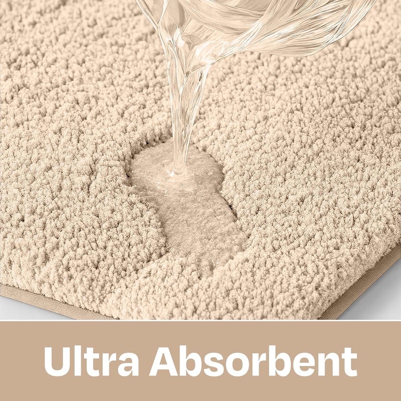 enera Microfibre Bath Mat | Soft & Absorbent 1700 GSM | Non-Slip Latex Backing | Quick Dry, Washable Multipurpose Floor Mat for Bathroom, Bedroom, Kitchen & Home (Stello 40 x 60 cm) (Taupe) - Image 4