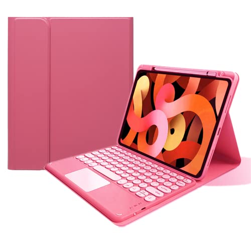 kaitesi Keyboard Case for iPad A16 (11th Gen 11" 2025)/ iPad 10th Generation 2022 10.9" Case with Touchpad Detachable Keyboard Slim Leather Folio Smart Cover (Dark Pink) - Image 1
