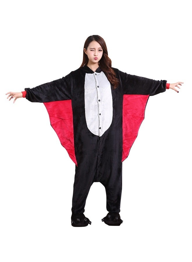 Bats Shaped Hooded Onesie Pajama Black L, Adult Onesie Pajamas - Animal Cosplay Costume Sleepwear - Comfy One-Piece for Men & Women  - Image 1