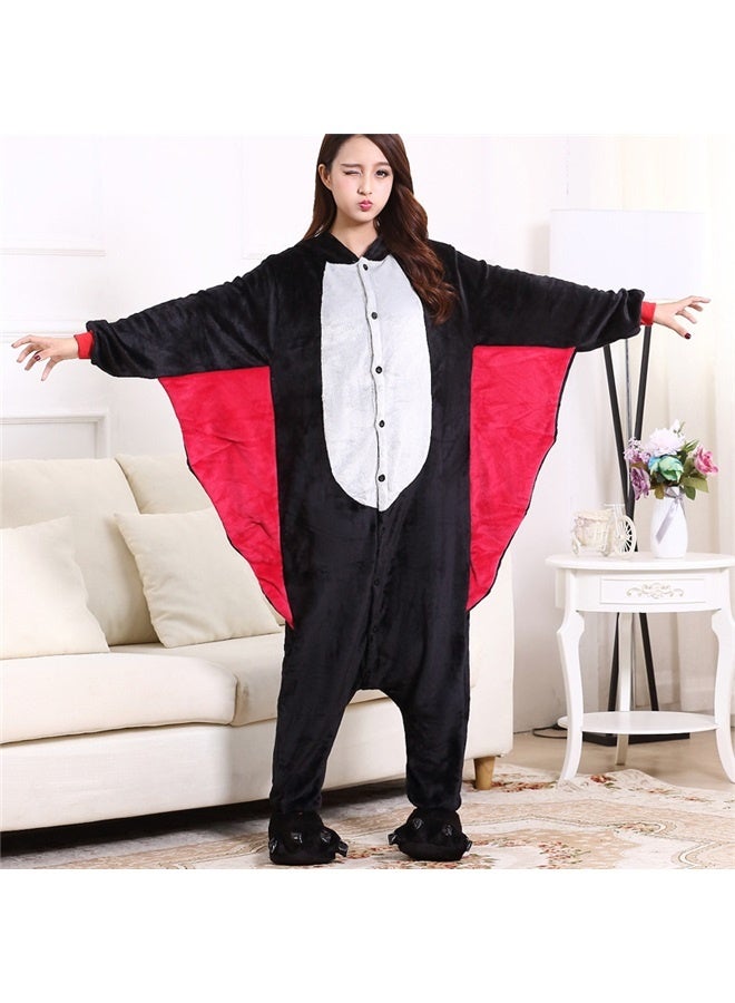 Bats Shaped Hooded Onesie Pajama Black L, Adult Onesie Pajamas - Animal Cosplay Costume Sleepwear - Comfy One-Piece for Men & Women  - Image 4