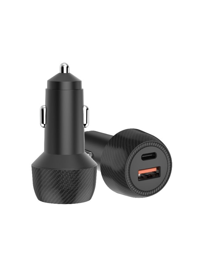 PIXEL Essentials 48W Dual Port Fast Car Charger | PD 30W + QC 18W | Carbon Fiber Design | Smart IC Overheat Protection | Compatible with iPhone, Samsung, Tablets & Laptops - Image 1