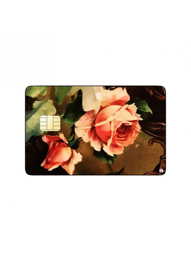 RKN PRINTED BANK CARD STICKER Beautiful Pink Roses Drawing - Image 1