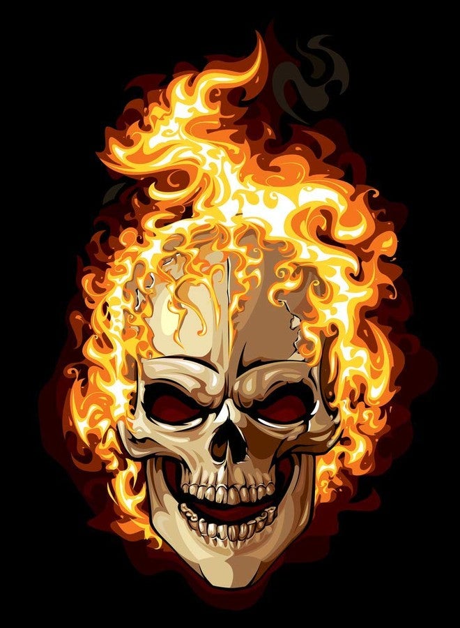 5 Ace ملصق حائط جمجمة اللهب من Ace، رسم كرتوني (الحجم: 12 × 18)، متعدد الألوان - Image 1