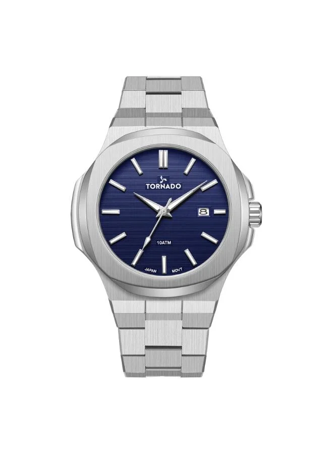 تورنيدو Men's Stainless Steel Analog Watch T21001-SBSL - 43 mm