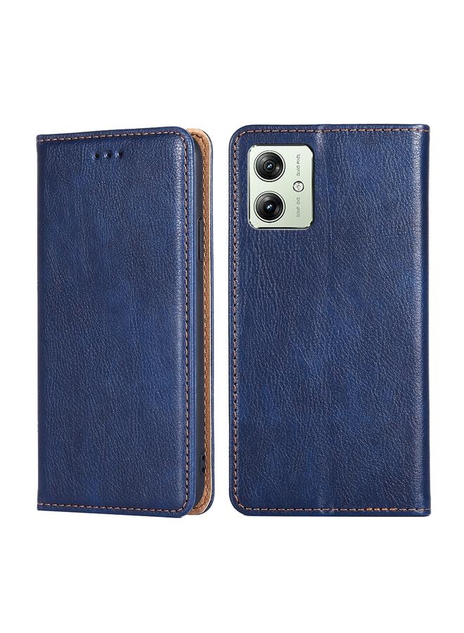 The Bros حافظة لهاتف موتورولا موتو G54 5G EU بلمسة زيتية لامعة بلون صلب مع مغناطيس من الجلد