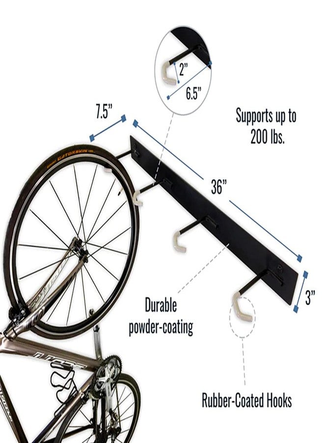 StoreYourBoard Bike Storage Rack, 4 Bike Racks for Garage, Solid Steel Extra Heavy Duty BLAT Bike Rack - Garage Wall Mounted Bicycle Storage, Up to 200lbs, 32-inch - Image 3
