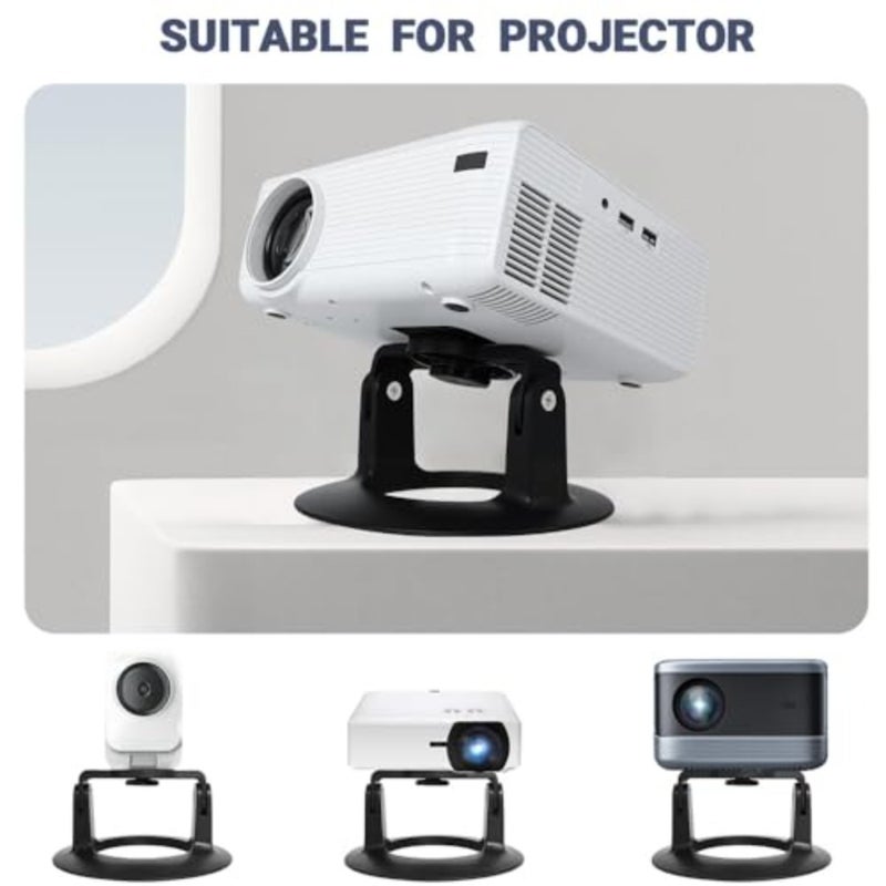 Projector Stand for Home Office, Aluminum Alloy, Black, Adjustable Height 180-Degree Rotation, 1/4 Screw, Universal Compatibility, 7.7 lbs Max Load - Image 2
