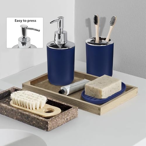 CERBIOR Bathroom Accessories Set 6 Piece Bath Ensemble Includes Soap Dispenser, Toothbrush Holder, Toothbrush Cup, Soap Dish for Decorative Countertop and Housewarming Gift (Royal blue-6pcs) - Image 4