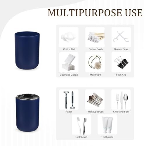 CERBIOR Bathroom Accessories Set 6 Piece Bath Ensemble Includes Soap Dispenser, Toothbrush Holder, Toothbrush Cup, Soap Dish for Decorative Countertop and Housewarming Gift (Royal blue-6pcs) - Image 5