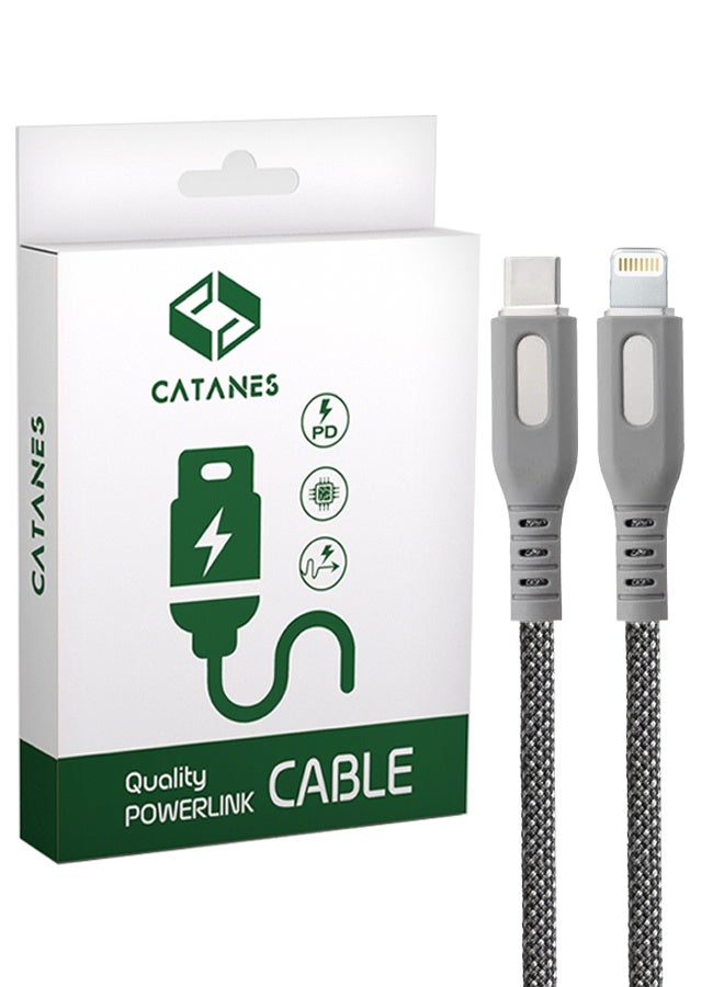 CATANES Magnetic USB-C to Lightning Fast Charging Cable (1M) - PD 18W, Snap-On Design, MFi-Certified, Nylon-Braided - Dark Grey - Image 2