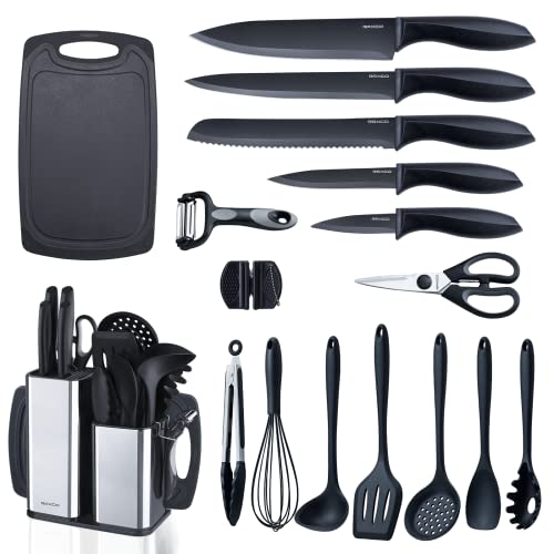 RAXCO Kitchen Utensils Set For Cooking7 Cooking Utensils5 Kitchen Utensils6 Knife setutensilios de cocina18in1 Black - Image 1