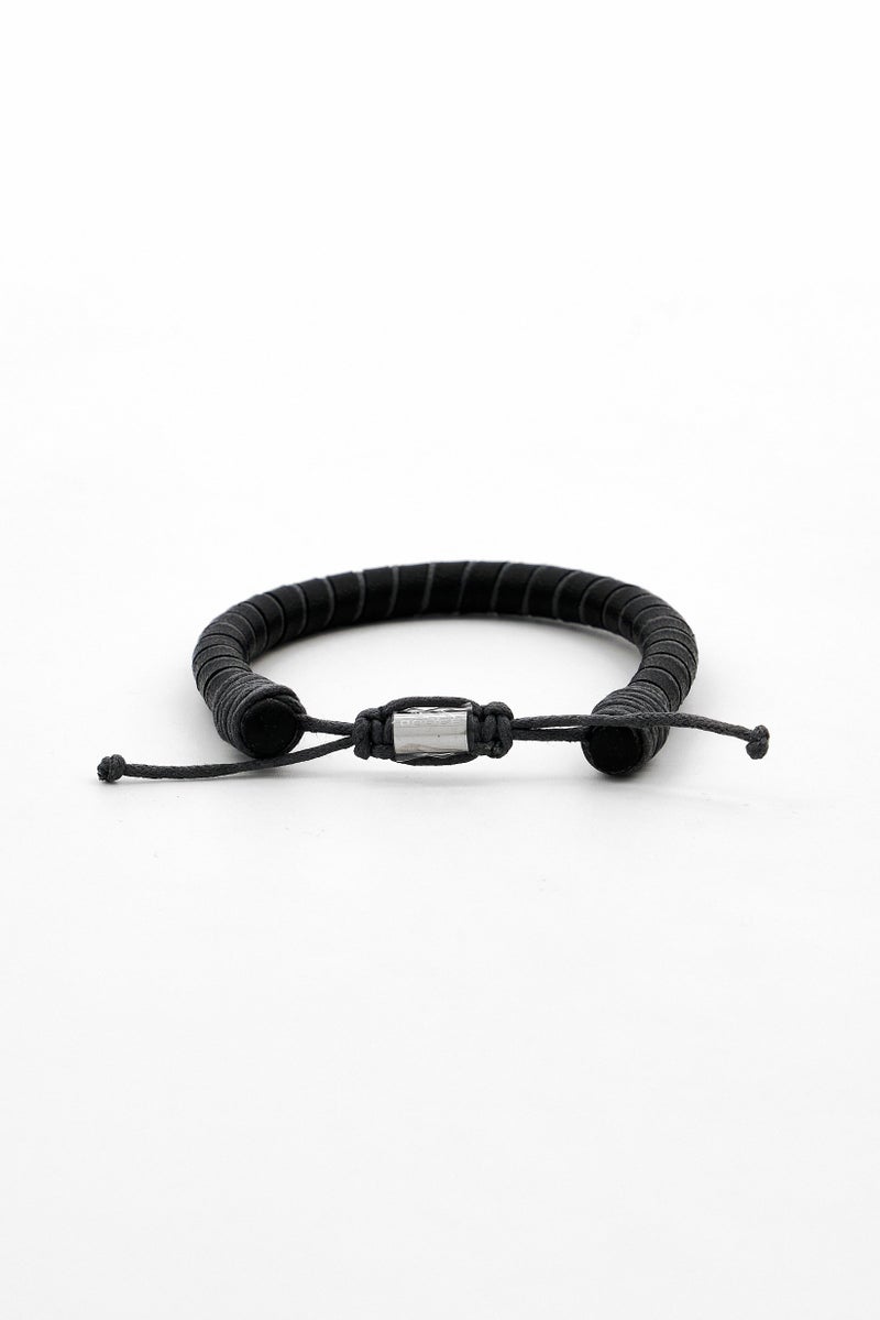 POLICE Men Twisted Leather Bracelets, Black  - Image 3