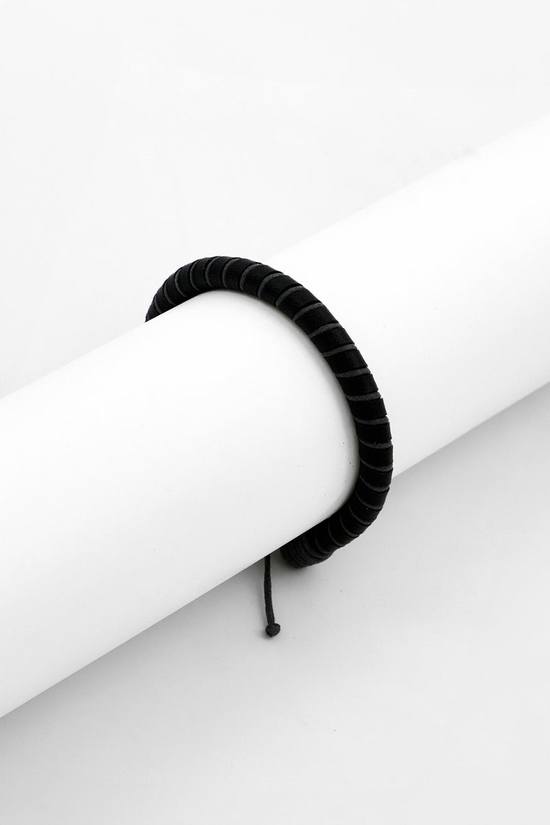 POLICE Men Twisted Leather Bracelets, Black  - Image 1