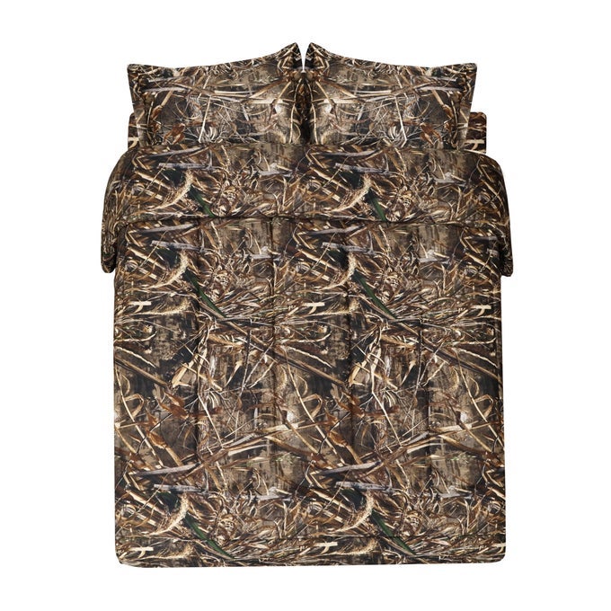 VISIONE REALTREE MAX5 CAMO KING 3 PIECE COMFORTER SET ALL SEASON LIGHTWEIGHT MICROFIBER BEDDING FARMHOUSE RUSTIC DCOR UNISEX STYLE FOR MANCAVE CABIN LODGE CAMPING OUTDOOR MODERN SPACES