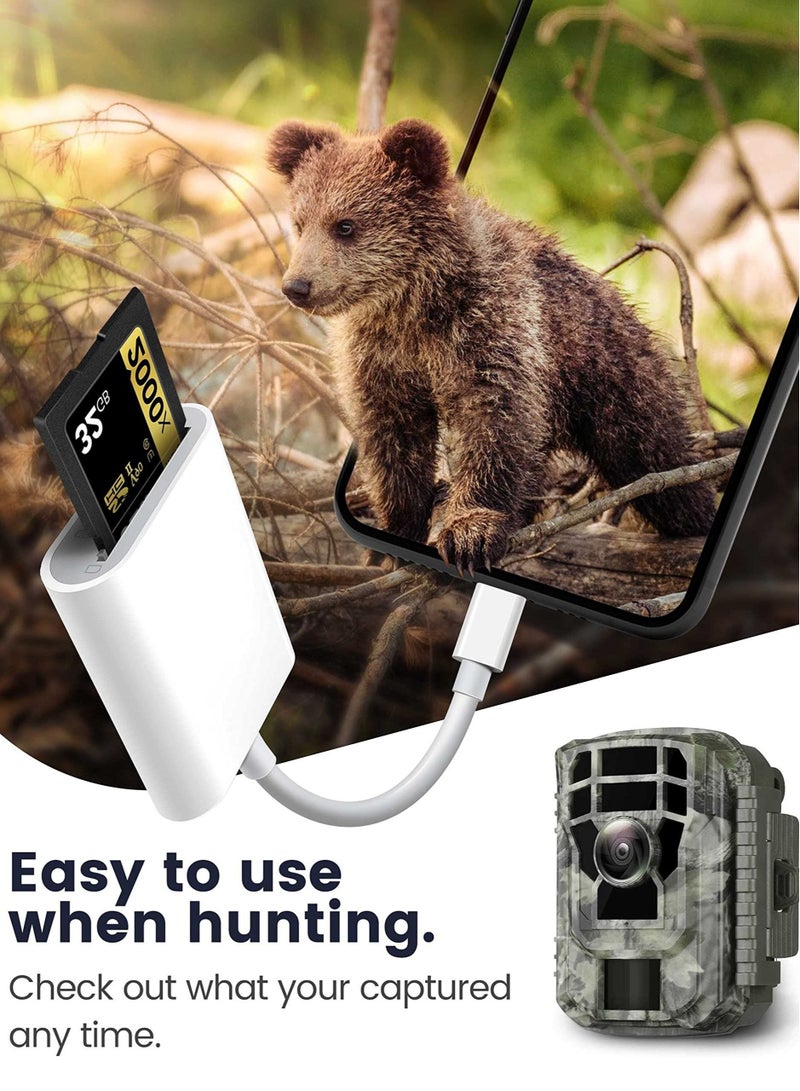 كابتن تيك قارئ بطاقة الذاكرة الرقمية المؤمنة مع فتحة مزدوجة مايكرو قارئ بطاقة الذاكرة الرقمية المؤمنة ، متوافق مع اي فون