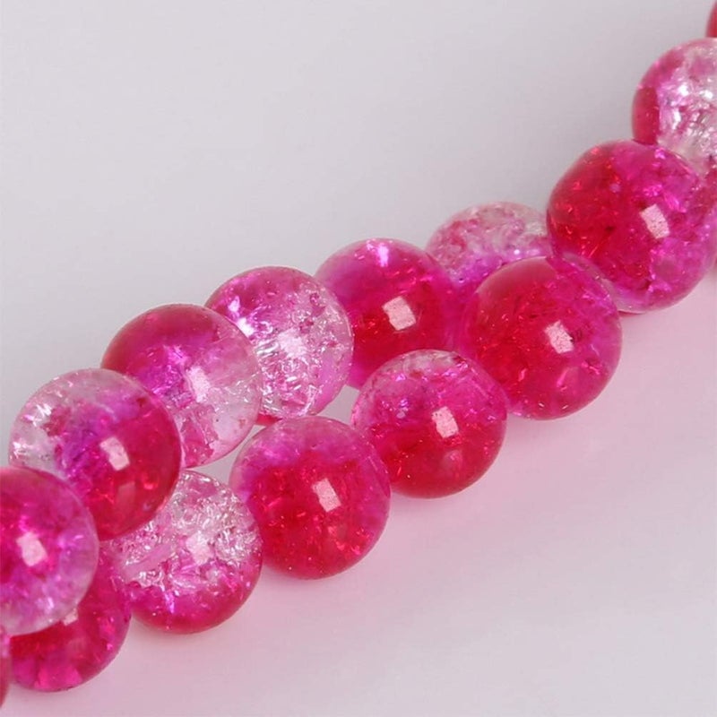 comfrt 50Pcs Glass Spacer Loose Beads Crystal Crackle Beads for DIY Necklace Bracelet Jewelry Making (8mm Rosy) - Image 4
