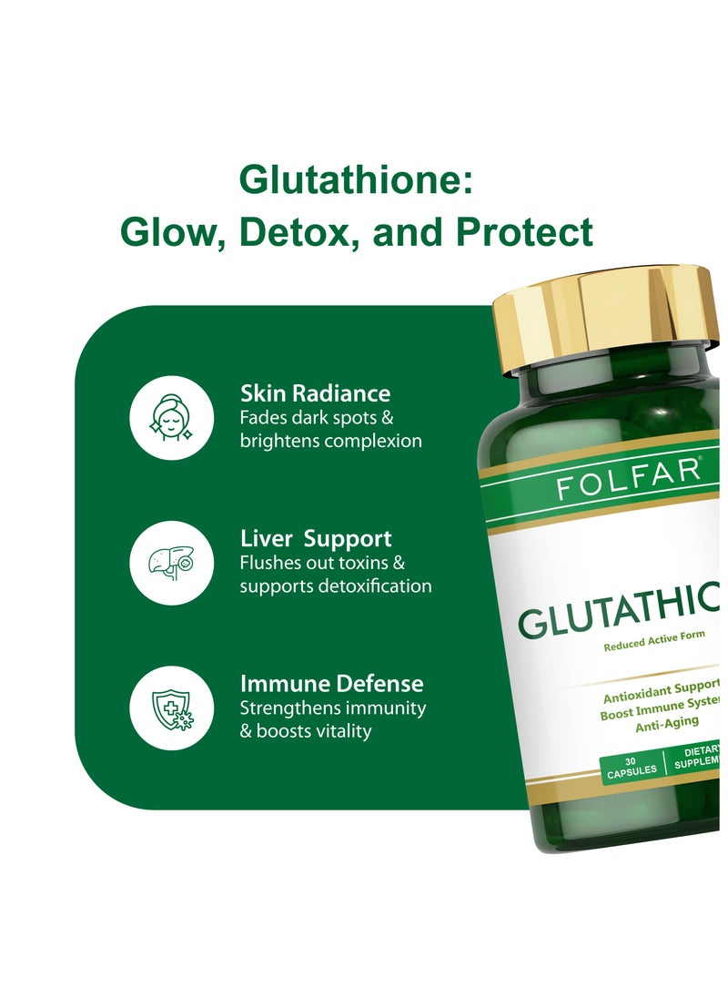 Folfar Glutathione 500 mg - Reduced Active Form - 30 Capsules  - Image 4