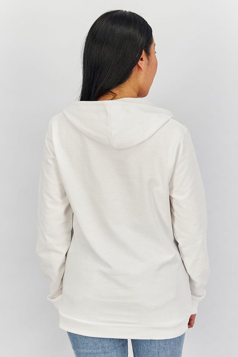 Love Moschino Women Hooded Drawstring Printed Sweatshirt, White  - Image 3