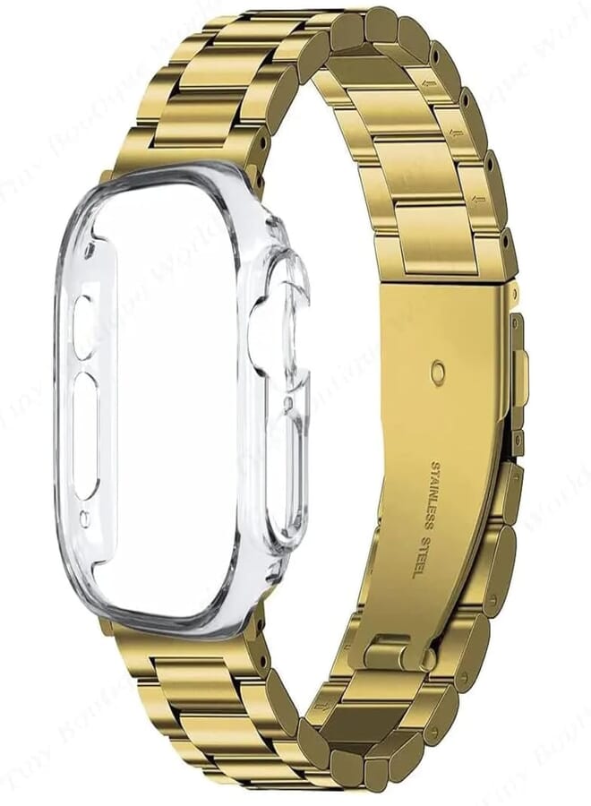 Next store Compatible with iWatch Band 49mm with PC Case Cover, Stainless Steel Link Bracelet for iWatch Ultra/Ultra2 Series 8/9