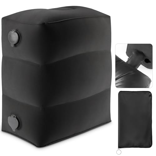 Maliton Inflatable Foot Rest Pillow for Travel,Kids Airplane Bed,Adjustable 3 Layers Height Leg Pillow of Air Travel Essentials,Car, Office, Home - Fast Inflation (Black) - Image 1