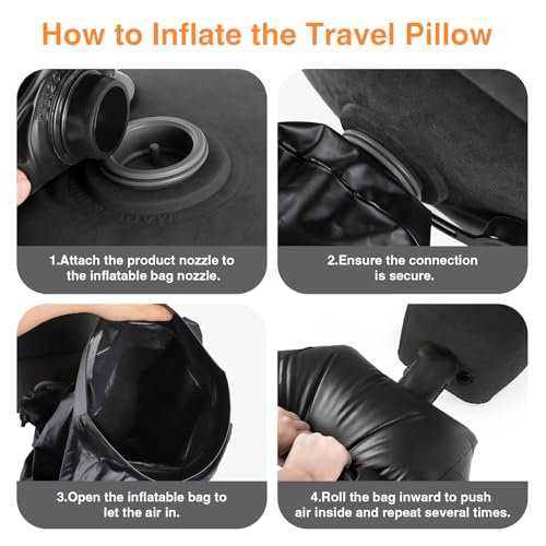 Maliton Inflatable Foot Rest Pillow for Travel,Kids Airplane Bed,Adjustable 3 Layers Height Leg Pillow of Air Travel Essentials,Car, Office, Home - Fast Inflation (Black) - Image 5
