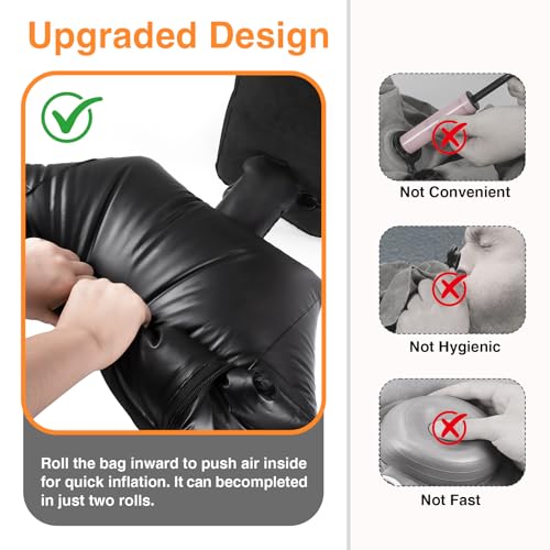 Maliton Inflatable Foot Rest Pillow for Travel,Kids Airplane Bed,Adjustable 3 Layers Height Leg Pillow of Air Travel Essentials,Car, Office, Home - Fast Inflation (Black) - Image 4