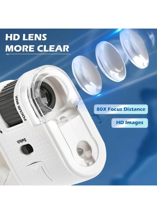 مجهر جيب للأطفال ، 80x زوم LED مضاء المجهر المحمول المحمول ، لدراسة العلوم والتعلم STEM - Image 3