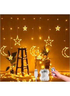 GGEROU 138 LED Moon Star Light Curtain, Curtain Lights 3.5 m 8 Modes, String Lights with USB and Powered Battery Box  - Image 1