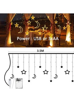 GGEROU 138 LED Moon Star Light Curtain, Curtain Lights 3.5 m 8 Modes, String Lights with USB and Powered Battery Box  - Image 5