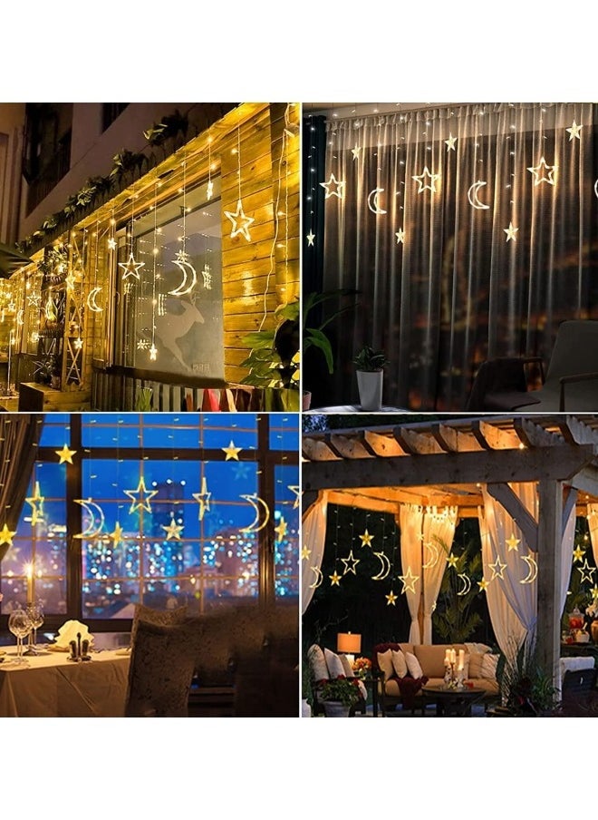 GGEROU - 138 LED Moon Star Light Curtain, Curtain Lights 3.5 m 8 Modes, String Lights with USB and Powered Battery Box - Image 1