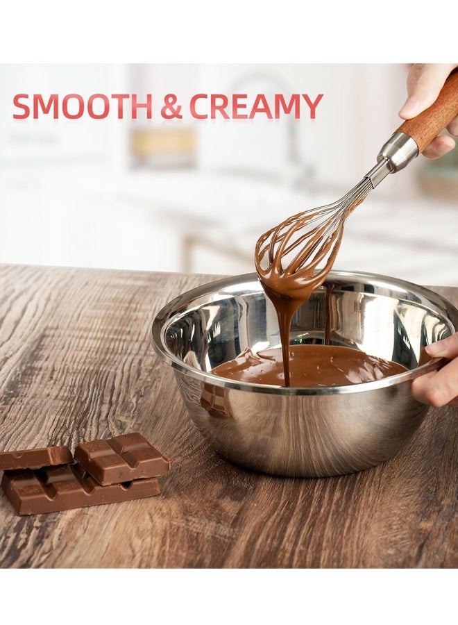 Stainless Steel Whisk with Wooden Handle, Multifunctional Kitchen Egg Beater for Baking and Stirring - Image 4