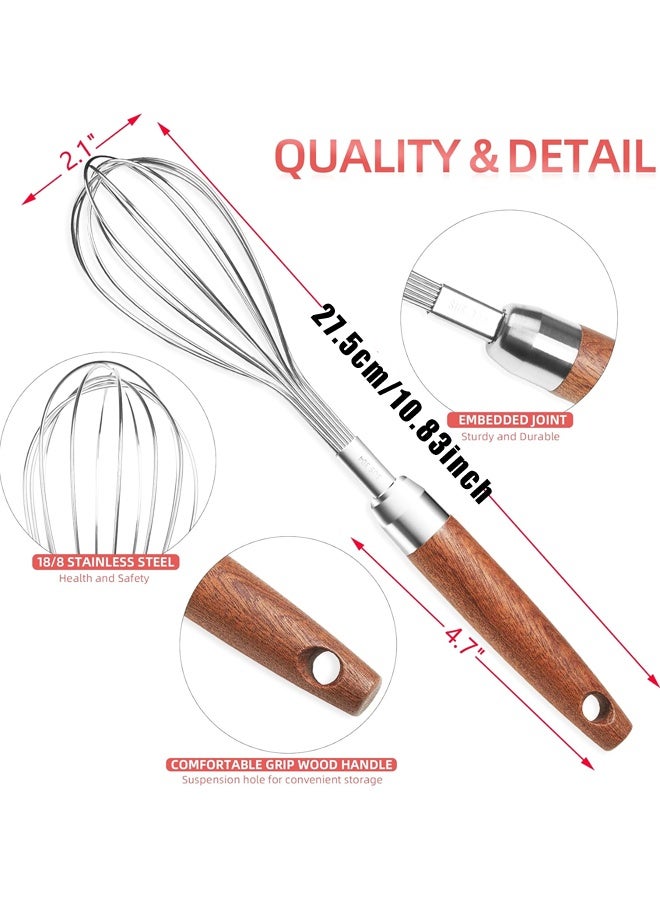 Stainless Steel Whisk with Wooden Handle, Multifunctional Kitchen Egg Beater for Baking and Stirring - Image 2