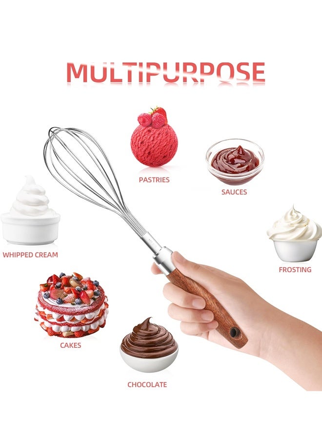 Stainless Steel Whisk with Wooden Handle, Multifunctional Kitchen Egg Beater for Baking and Stirring - Image 5