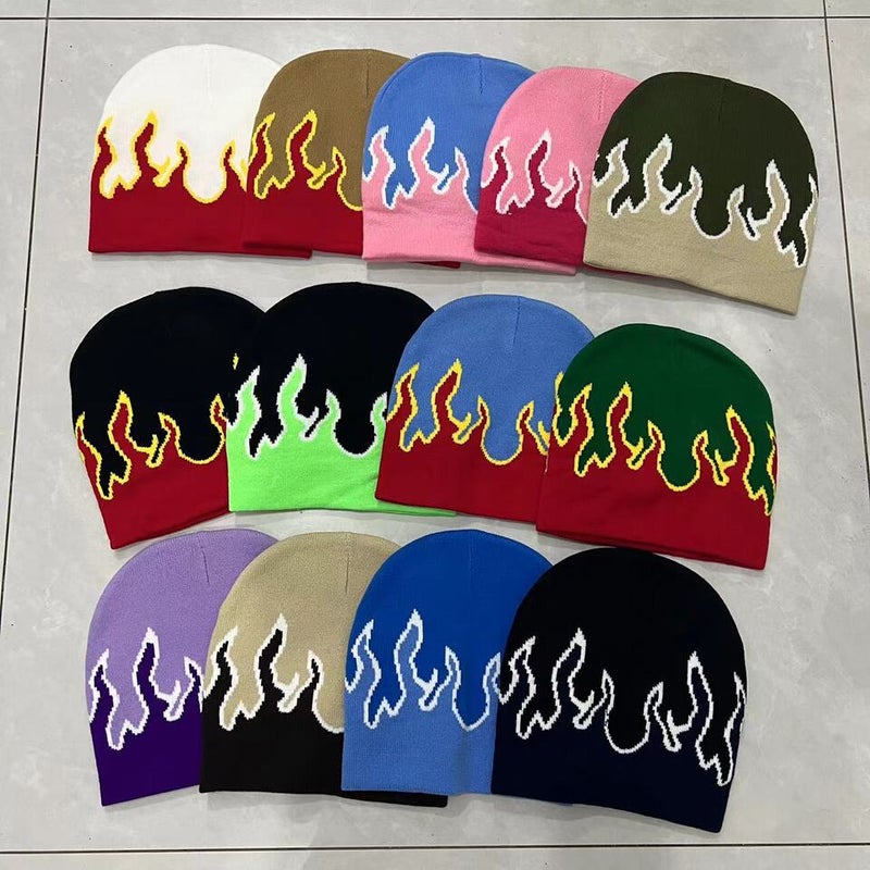 Flame Beanie Men European Hip-hop Street Warm Knit Hat Acrylic - Image 2
