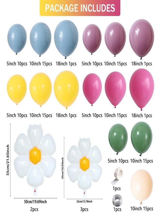 بالونار قوس بالونات زهور الربيع البوهيمية ديزي، 151 بالون لاتكس بألوان وردي باهت وأصفر، مثالي لتزيين حفلات استقبال المولود الجديد أو حفلات أعياد الميلاد، بتصميم زهور الأقحوان البرية. - Image 2