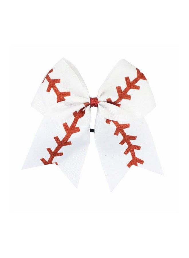 BBTDIN White Softball Hair Clips Bow Ponytail Holder for Cheer Girls - Image 2