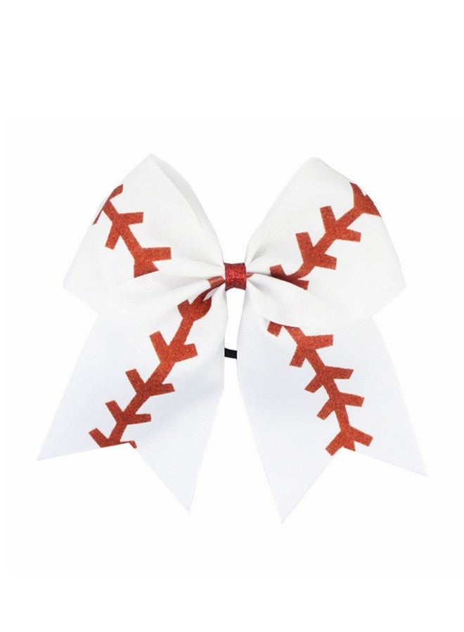 BBTDIN White Softball Hair Clips Bow Ponytail Holder for Cheer Girls - Image 1
