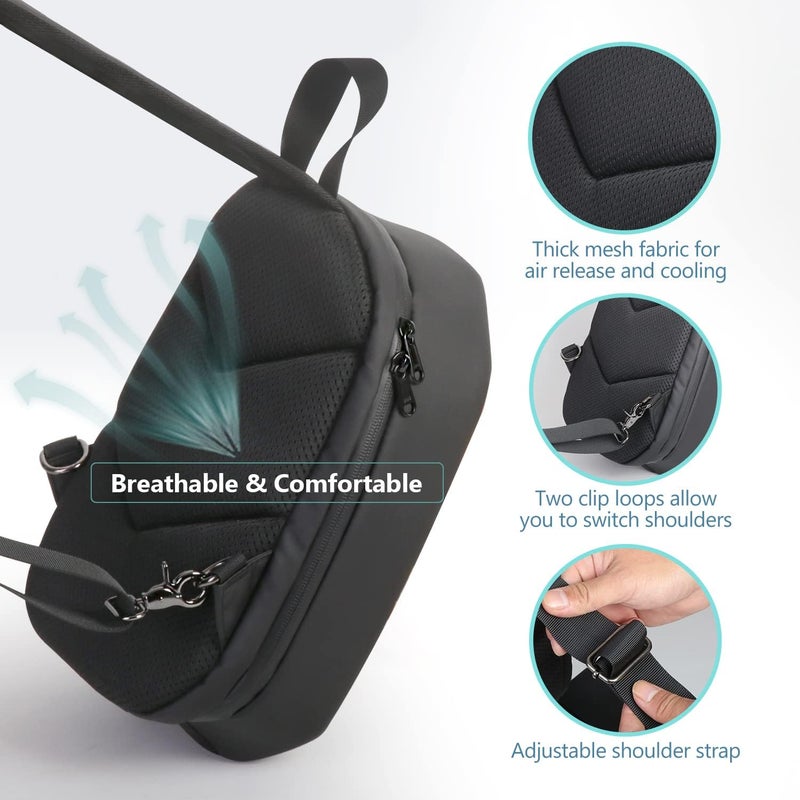 JSVER Hard Carrying Case for Meta Quest 3 JSVER Black Backpack Travel Case for Oculus 3S Quest 3 Quest 2 VR Gaming Accessories Compatible with Elite Straps  - Image 5