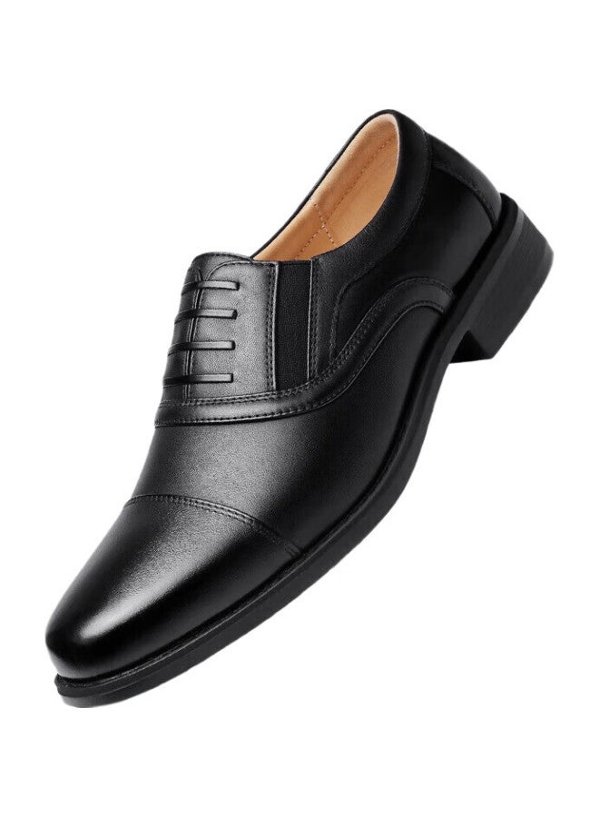 Strongman Men'S Business Formal Shoes 3515 High Quality Top Layer Cowhide Single Shoes Slip-On Three Joint Leather Shoes Black Size 42 - Image 1