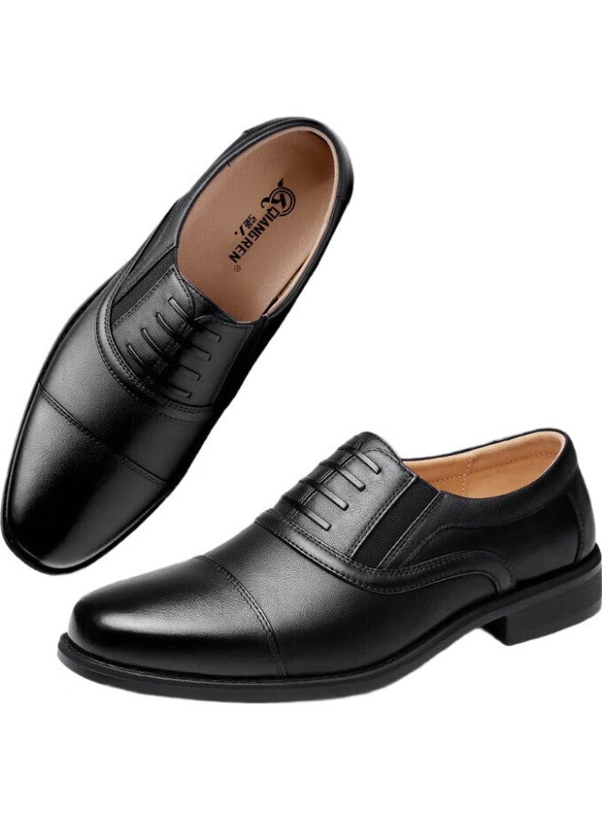 Strongman Men'S Business Formal Shoes 3515 High Quality Top Layer Cowhide Single Shoes Slip-On Three Joint Leather Shoes Black Size 42 - Image 3