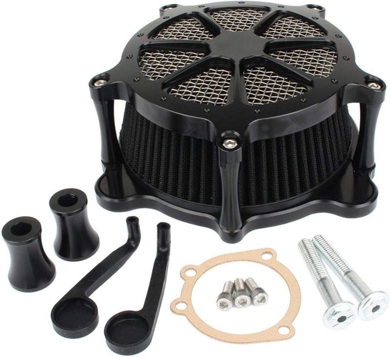 QASULER Black Motorcycle Air Filter Intake Kit - Image 3