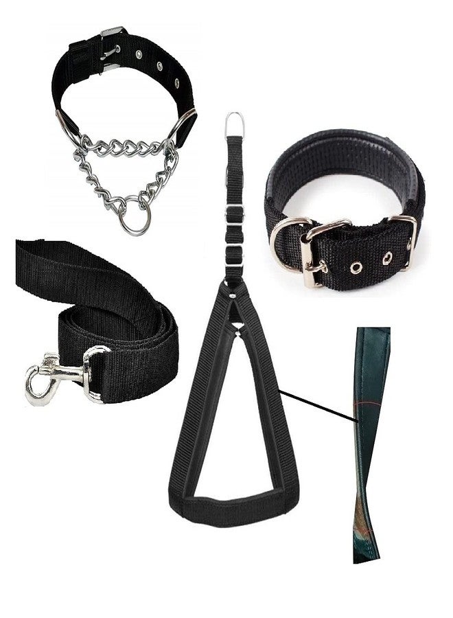Hachiko:-Imported Best Dog Body Belt Harness+Choke Collar+Leash+Collar (Combo of 4) - Image 1