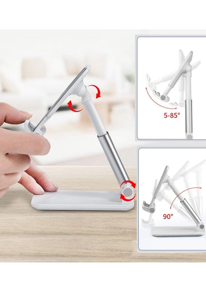 Foldable & Adjustable Tablet Stand for Phones, iPad Pro 11, Samsung Galaxy Tabs, Kindle, Nintendo Switch, White - Image 3