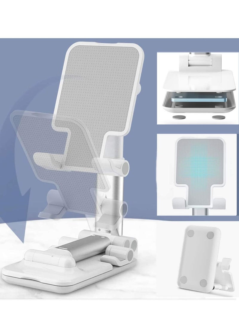 Foldable & Adjustable Tablet Stand for Phones, iPad Pro 11, Samsung Galaxy Tabs, Kindle, Nintendo Switch, White - Image 2