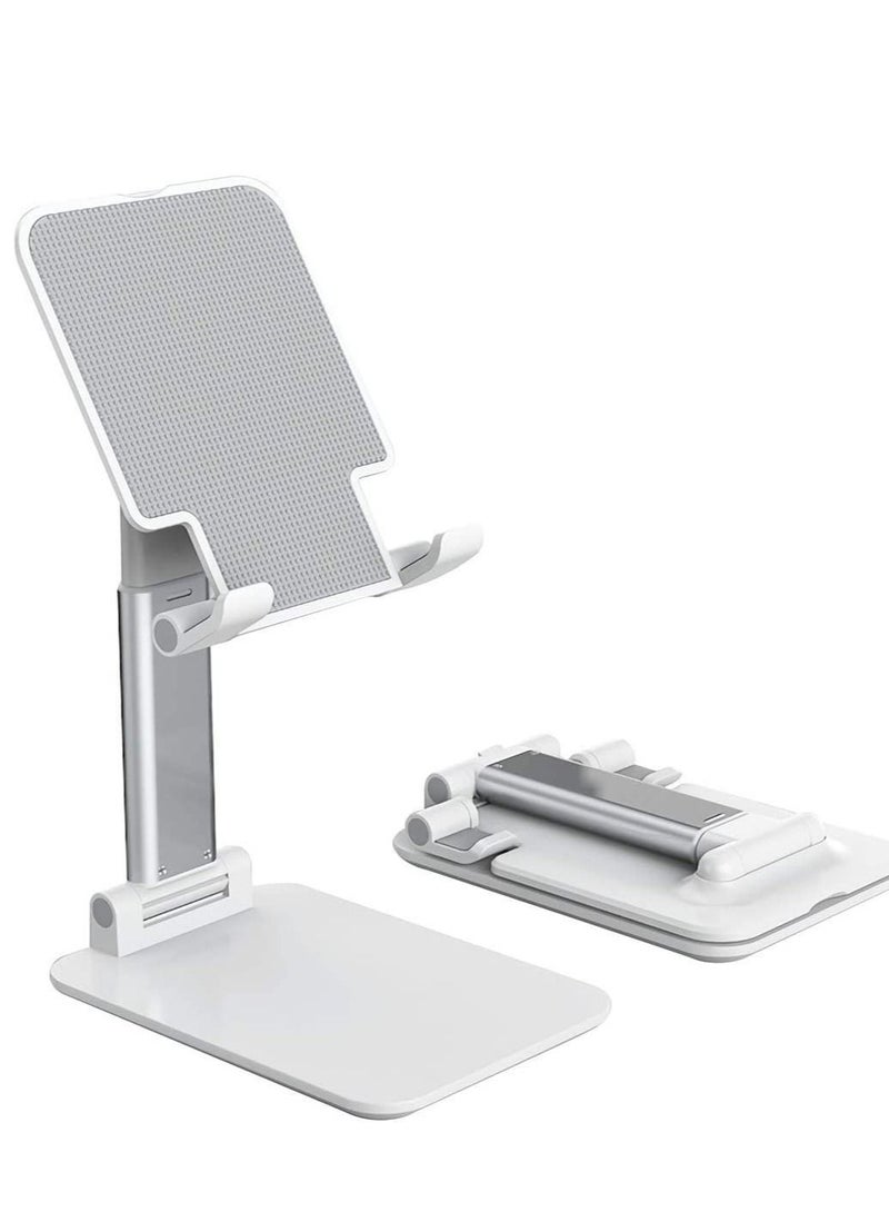 Foldable & Adjustable Tablet Stand for Phones, iPad Pro 11, Samsung Galaxy Tabs, Kindle, Nintendo Switch, White - Image 1