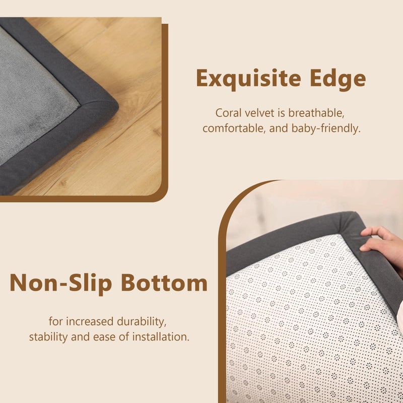 Floisdace Baby Play Mat for Floor, 1.3'' Thick Memory Foam Tummy Time Mat - Super Soft Coral Velvet Nursery Rug with Non-Slip Backing, Crawling Rug for Toddlers/Infants, Yoga & Tatami Use, 71''x 79'' - Image 5