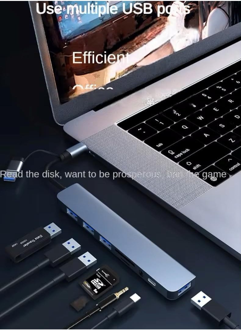 JAJEEK 8-in-1 USB C Hub Type C Multiport Adapter with 4K HDMI, PD Power Delivery, Ethernet, USB-C, 2 USB Ports, SD/TF Card Reader – Compatible with MacBook Pro, XPS, and More Type-C Devices  - Image 4