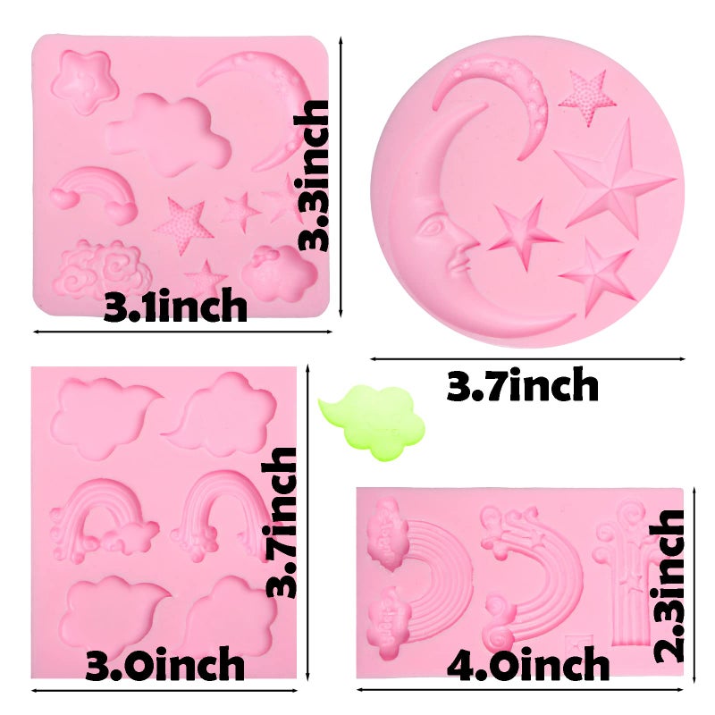 Xcake Lcook Rainbow Cloud Silicone Fondant Molds  Star Moon Chocolate Molds for Cake Decoration Cupcake Topper Candy Sugar Craft Gum Paste Resin Clay - Image 2