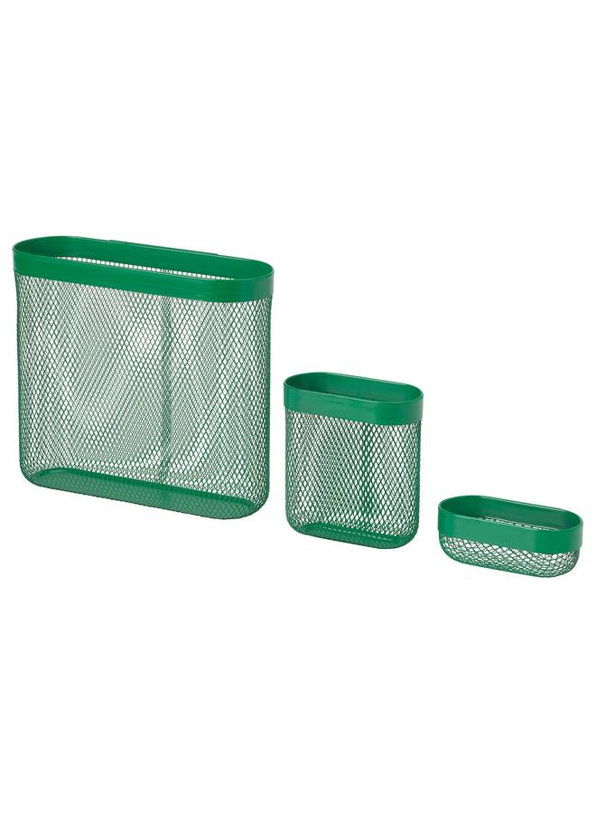Green Tiger Storage Basket, Set Of 3, Green - Image 1